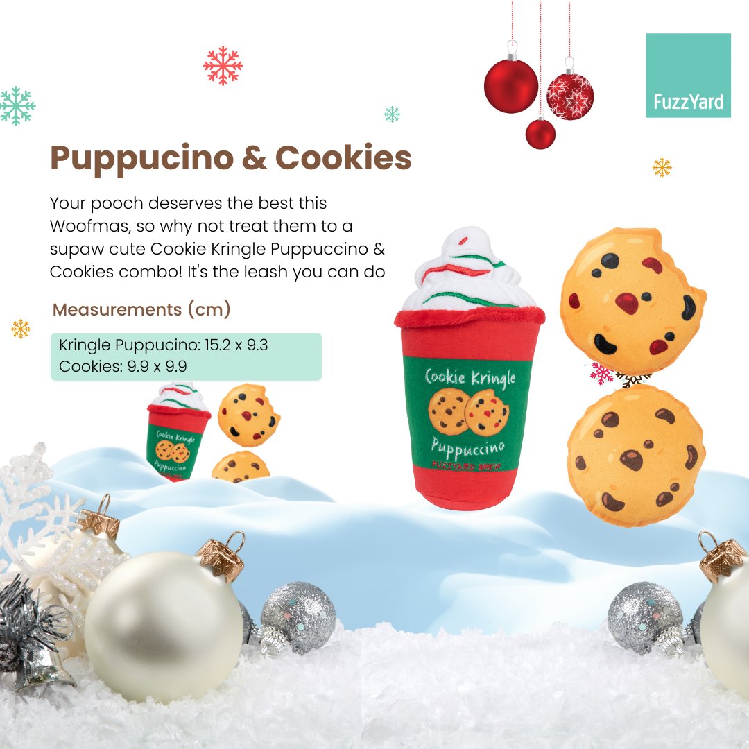 FuzzYard Christmas Dog Toy - Puppucino & Cookies - CreatureLand