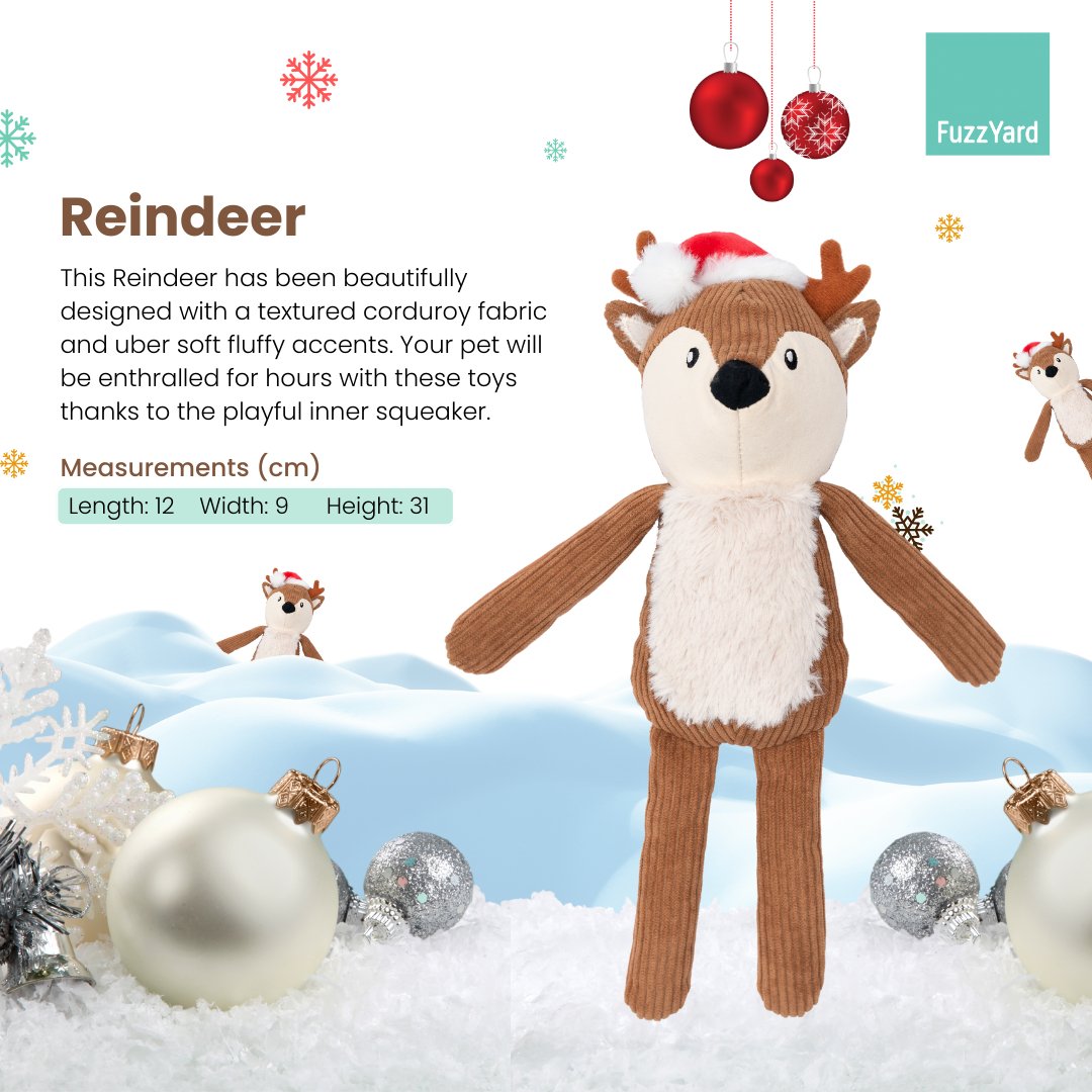 FuzzYard Christmas Dog Toy - Reindeer - CreatureLand