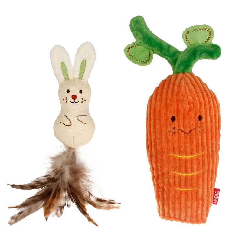 Gigwi Pet Meow Than 1 Catnip Plush Cat Toy | Carrot With Rabbit - CreatureLand