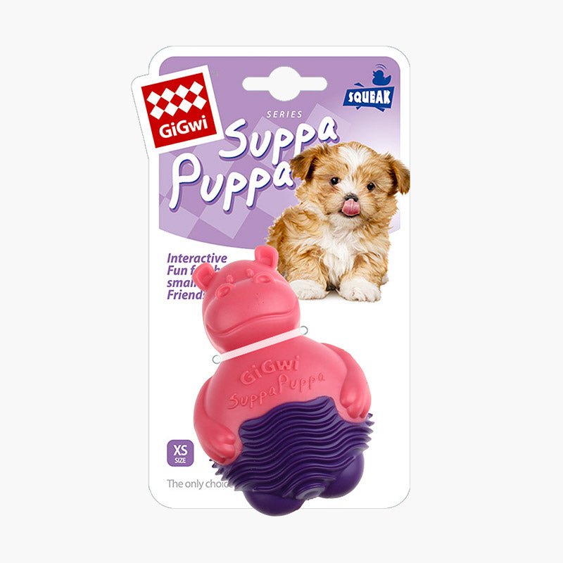 Gigwi Pet Suppa Puppa Hippo TPR Dog Toy - Pink/Purple - CreatureLand