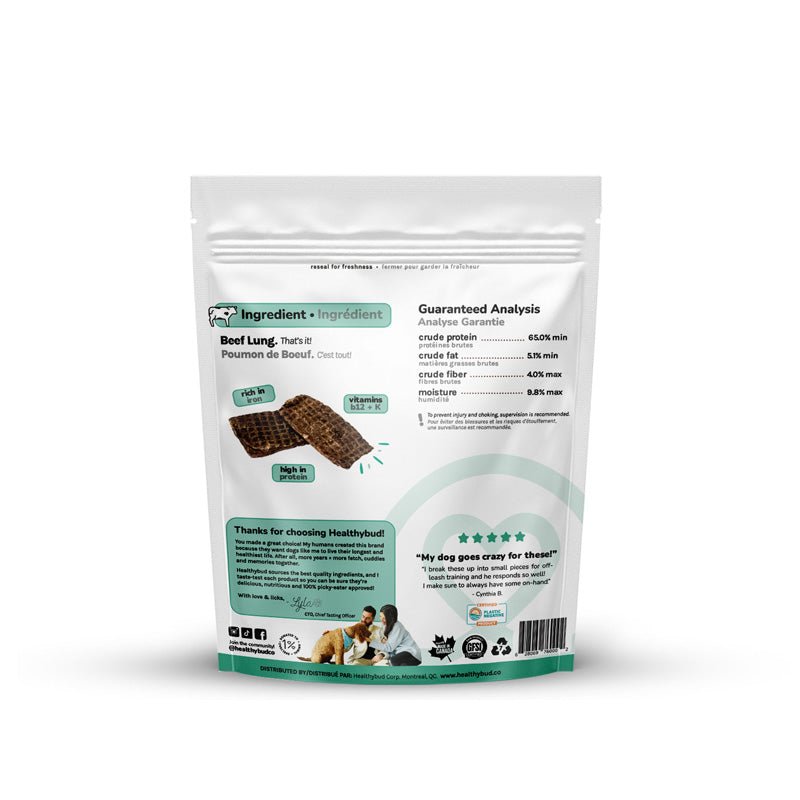 Healthybud Single - Ingredient Beef Lung Wafer Dog Treats (60g) - CreatureLand