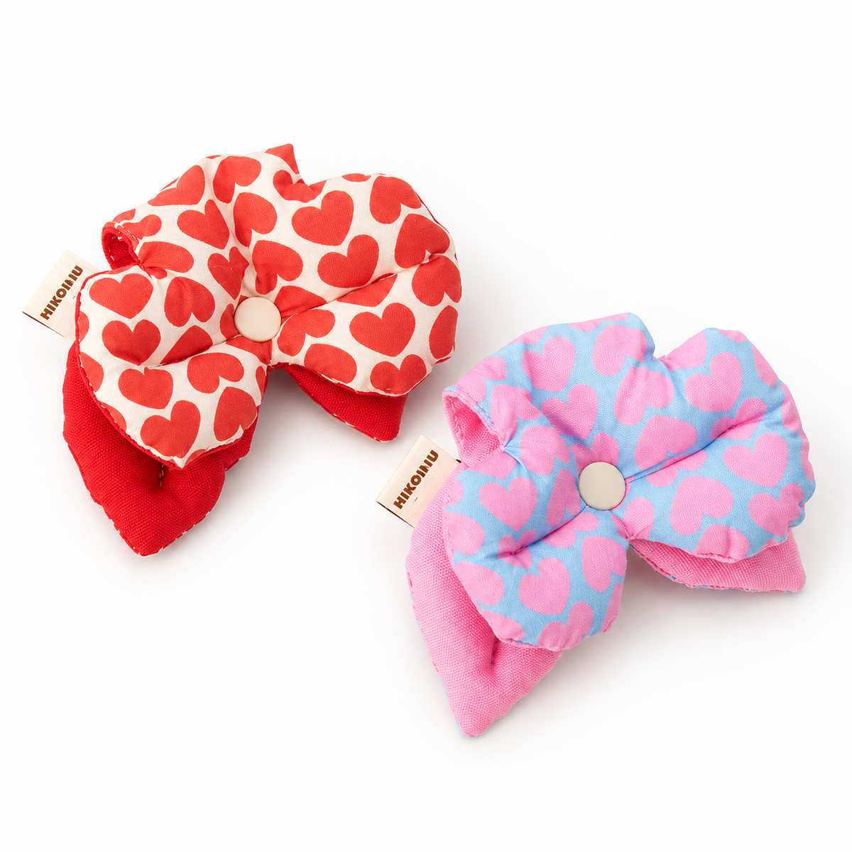 HIKOINU Heart Ribbon pet collar clips in Red Heart and Pink Heart