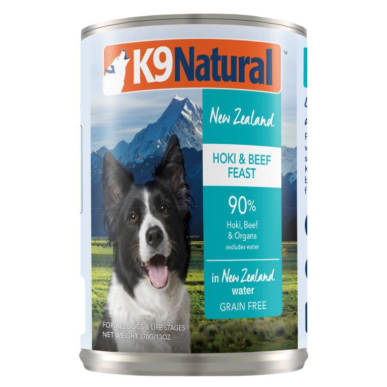 K9 Natural Hoki & Beef Feast Canned Dog Food (370g) - CreatureLand