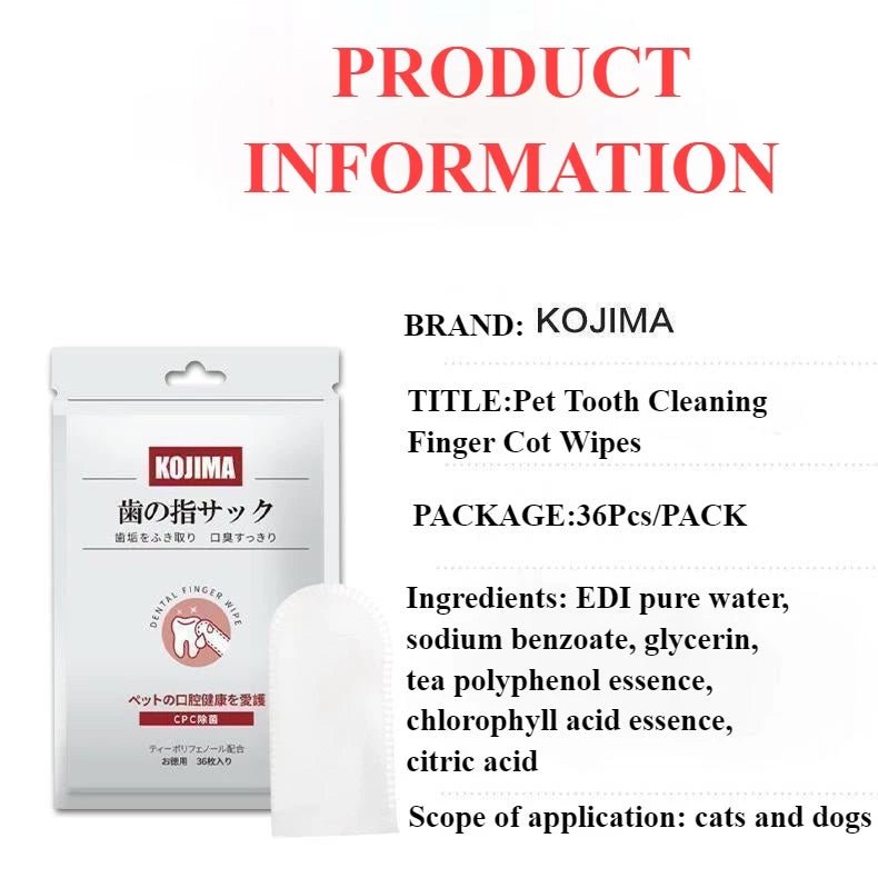 Kojima Dental Finger Wipes For Dogs & Cats (36 Pieces) - CreatureLand