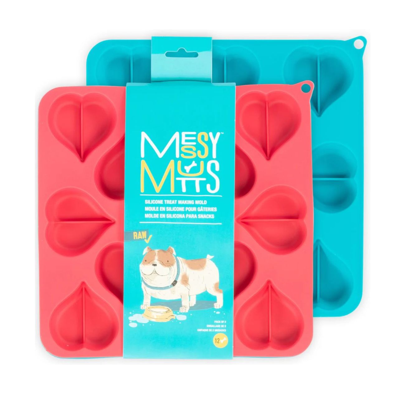 Heart Shape Silicone Bake and Freeze Dog Treat Maker Molds (Pack of 2)