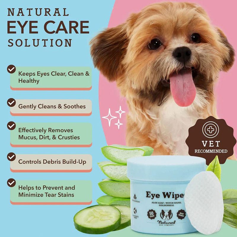 Natural Dog Company Eye Wipes | Aloe Leaf, Witch Hazel, Goldseal - CreatureLand