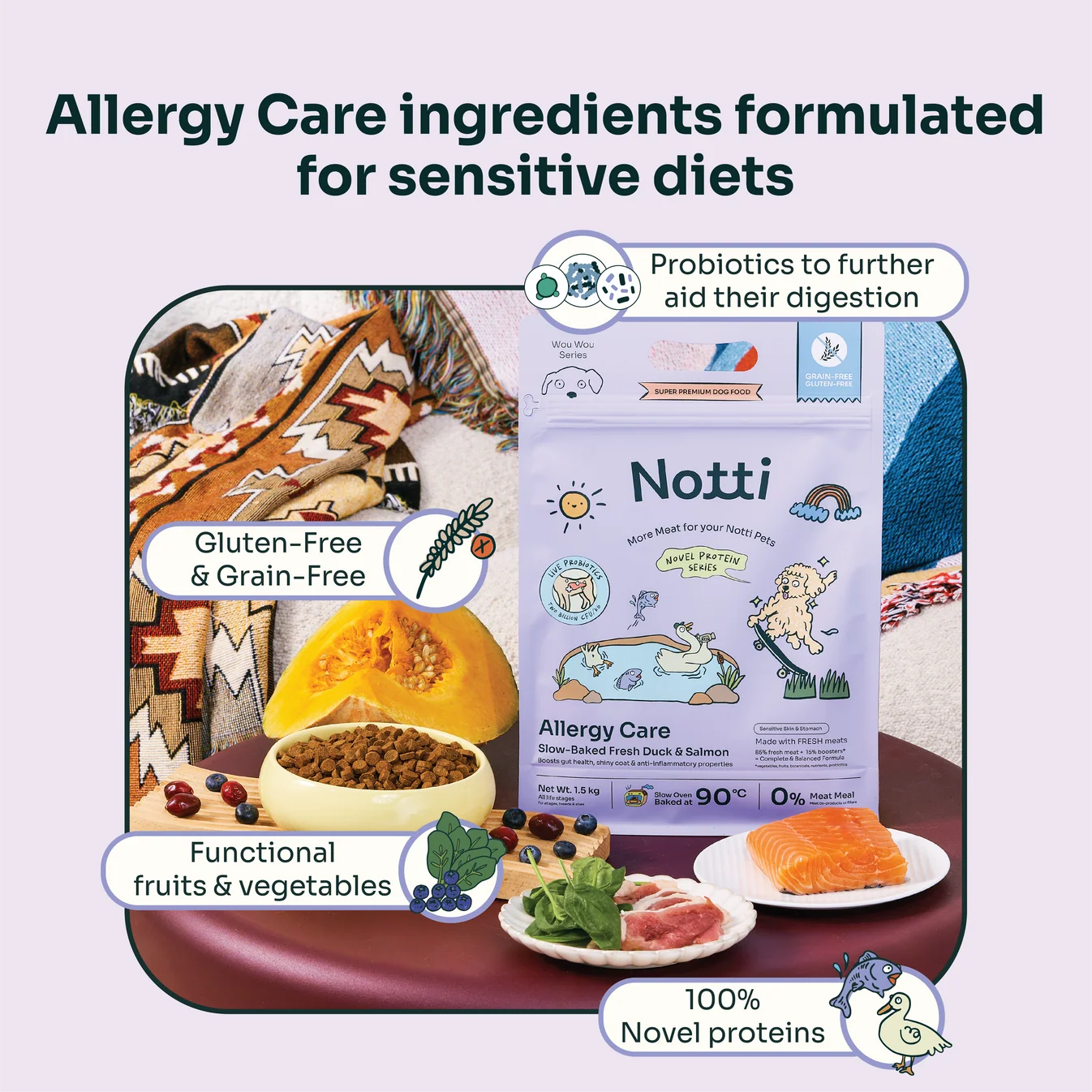 Notti Allergy Care Slow-Baked Fresh Duck & Salmon Dog Dry Food