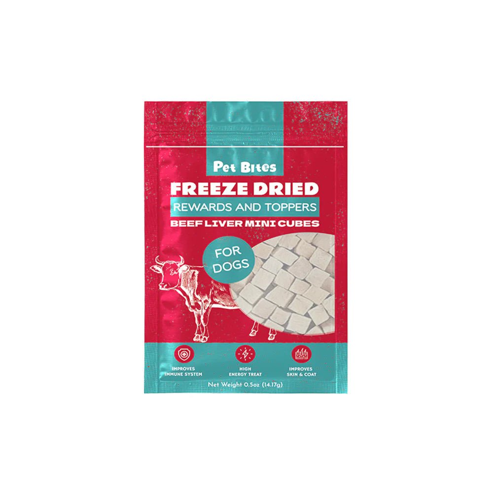 Pet Bites Freeze Dried Rewards and Toppers For Dogs | Beef Liver Mini Cubes - CreatureLand