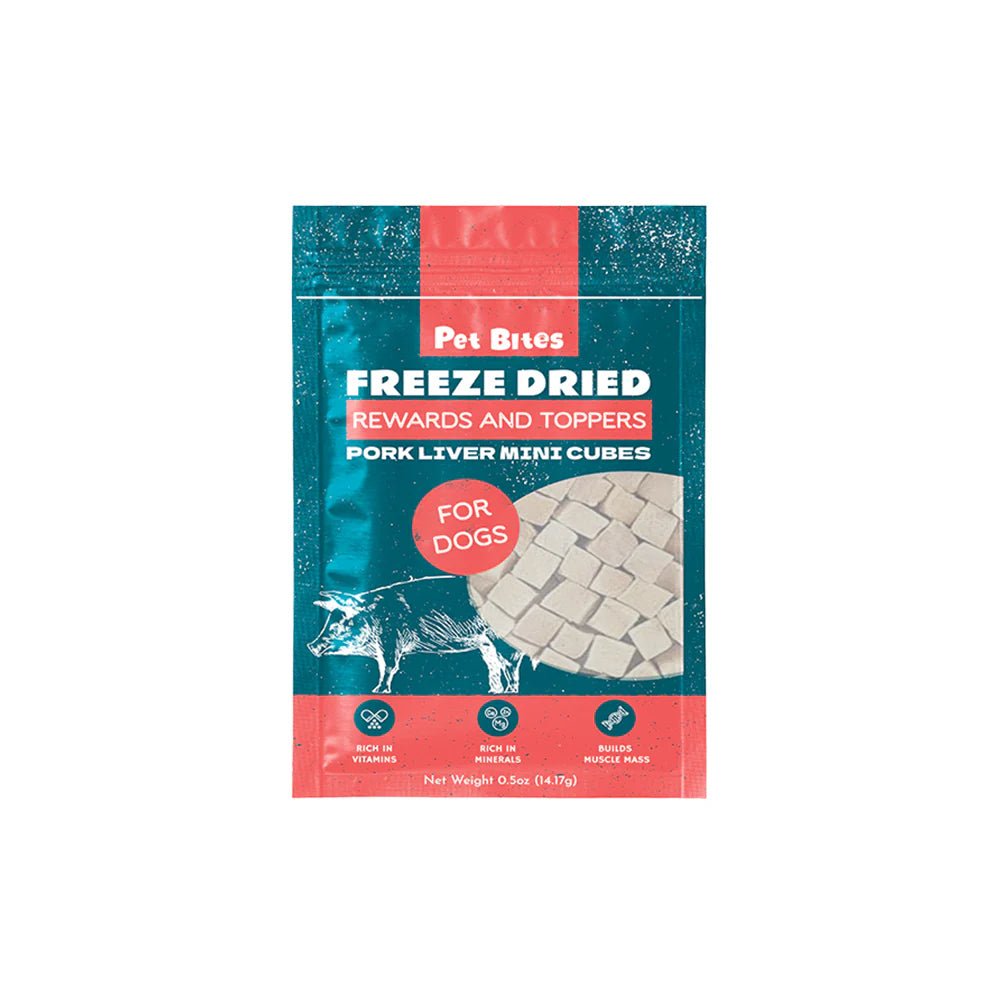 Pet Bites Freeze Dried Rewards and Toppers For Dogs | Pork Liver Mini Cubes - CreatureLand