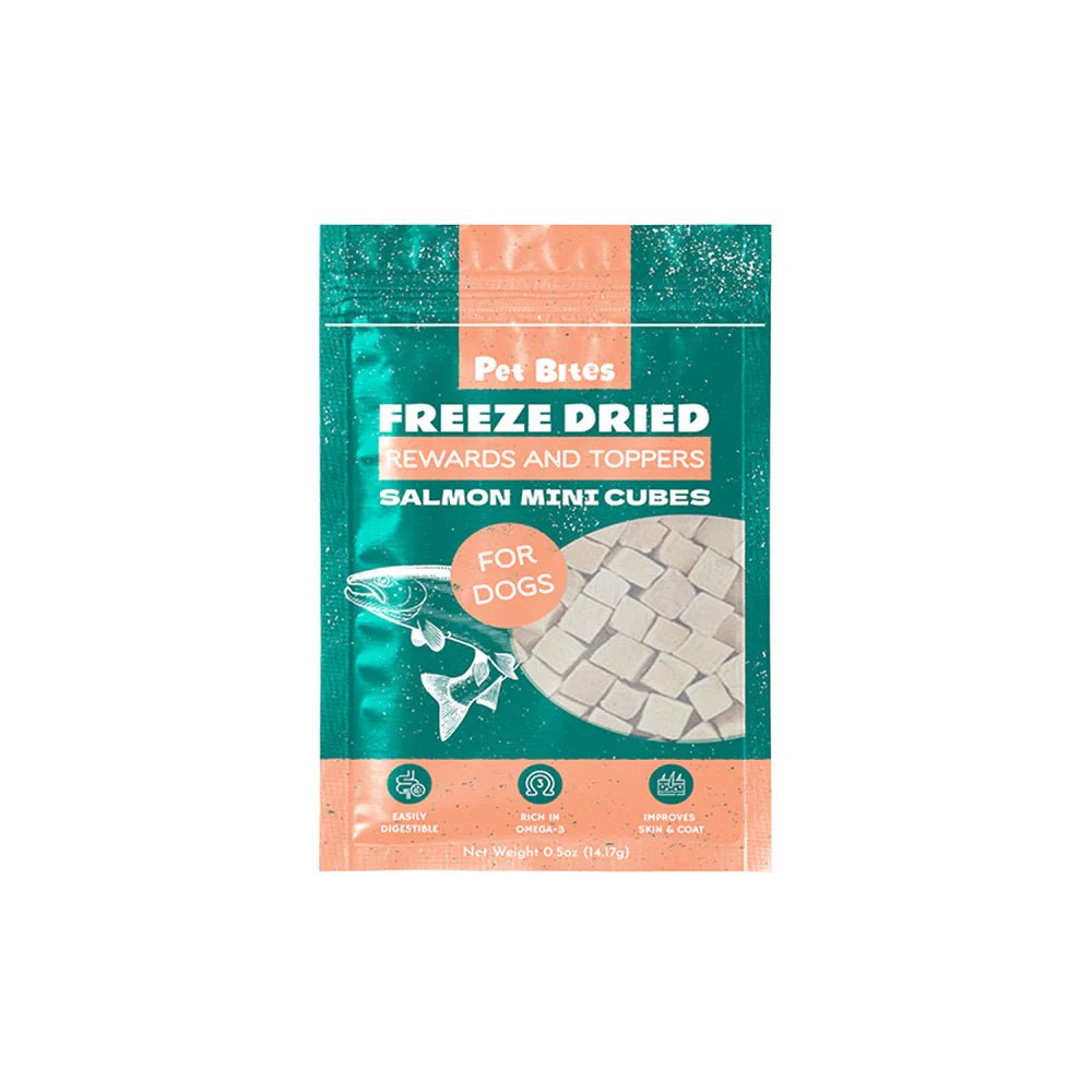 Pet Bites Freeze Dried Rewards and Toppers For Dogs | Salmon Mini Cubes - CreatureLand