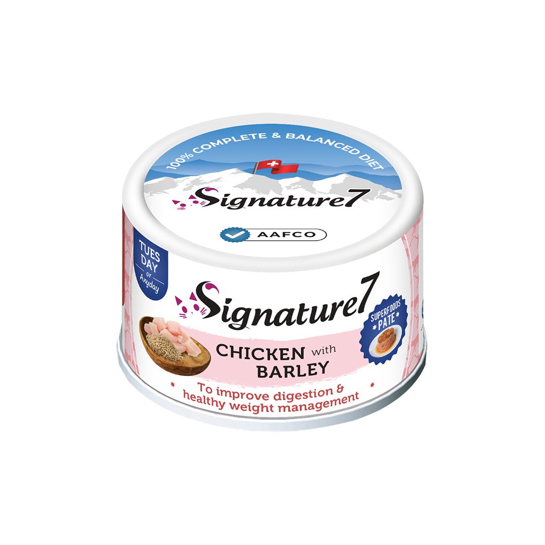 Signature7 Superfoods Pate - Chicken with Barley For Digestion and Weight Cat Wet Food (80g) - CreatureLand