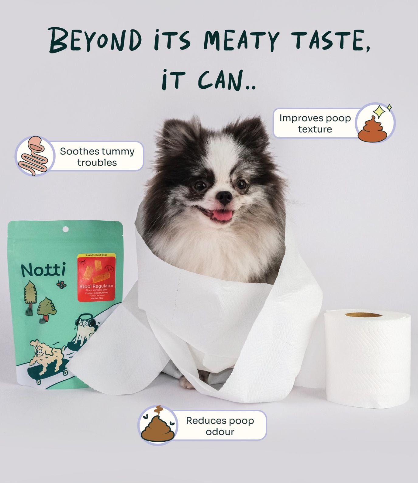 Notti Stool Regulator Duck, Venison, Beef Freeze-Dried Chunks For Dog & Cat (50g)
