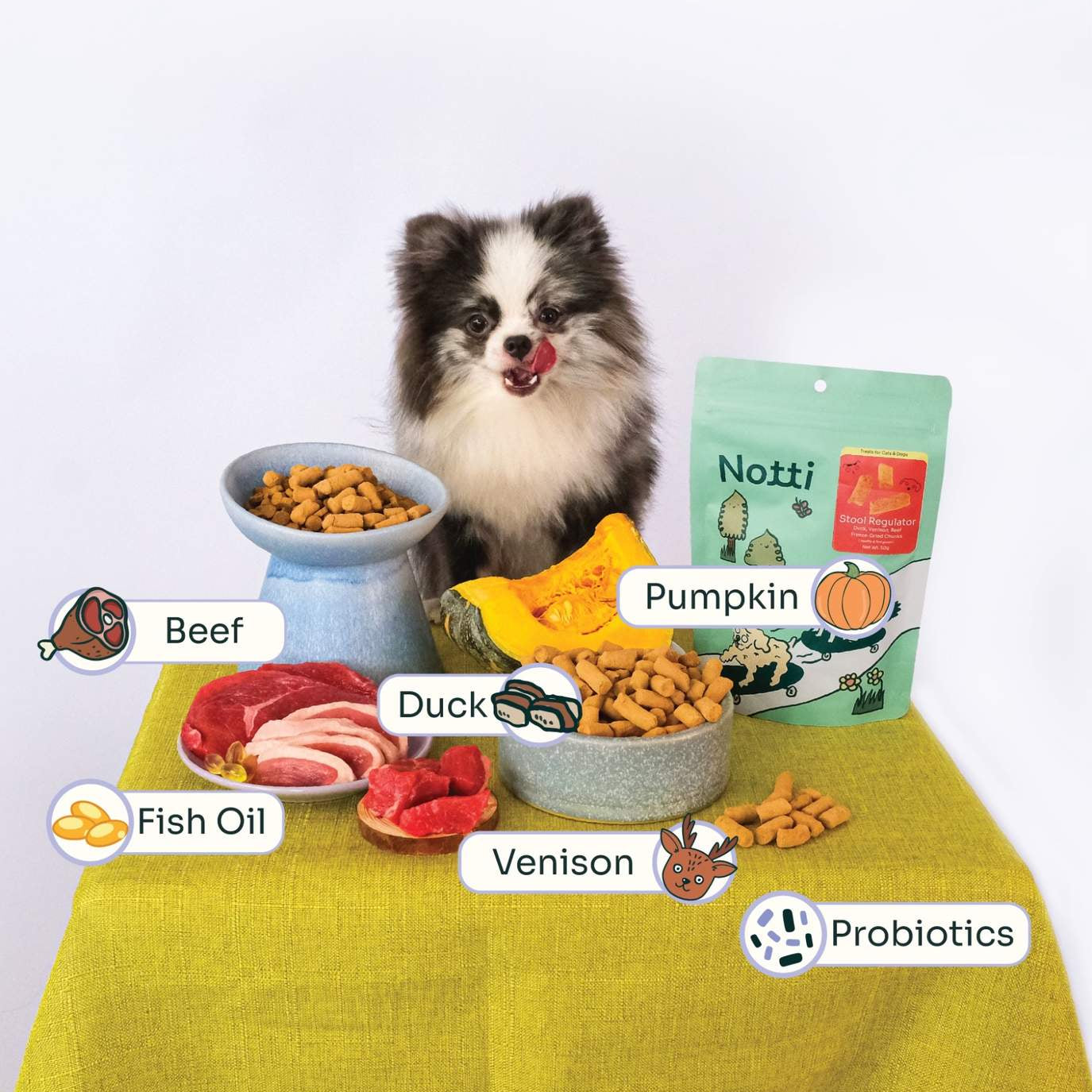 Notti Stool Regulator Duck, Venison, Beef Freeze-Dried Chunks For Dog & Cat (50g)