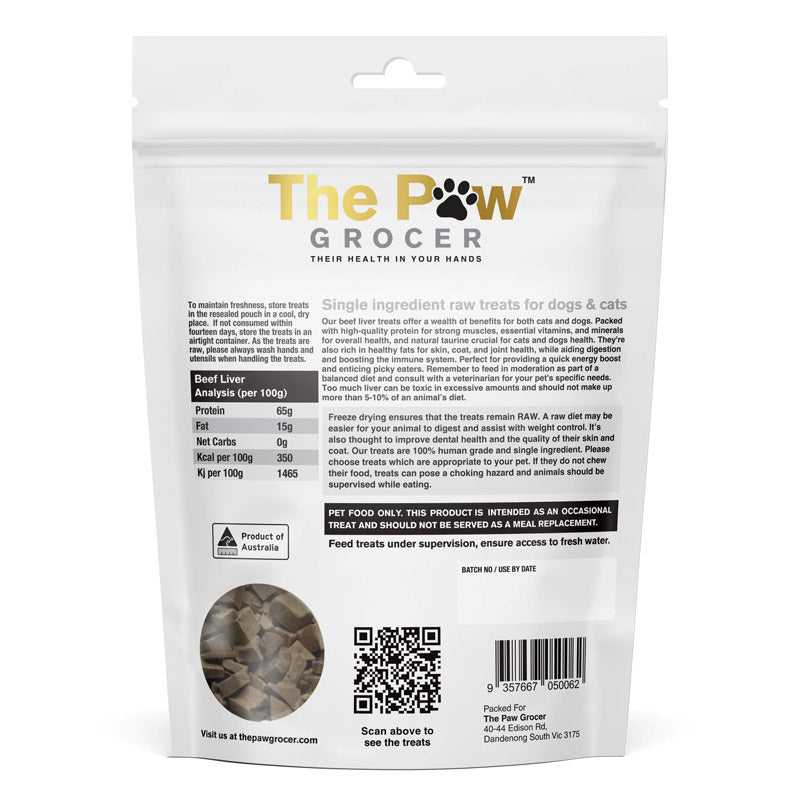 The Paw Grocer White Label | Freeze Dried Beef Liver Cat & Dog Treats (90g) - CreatureLand