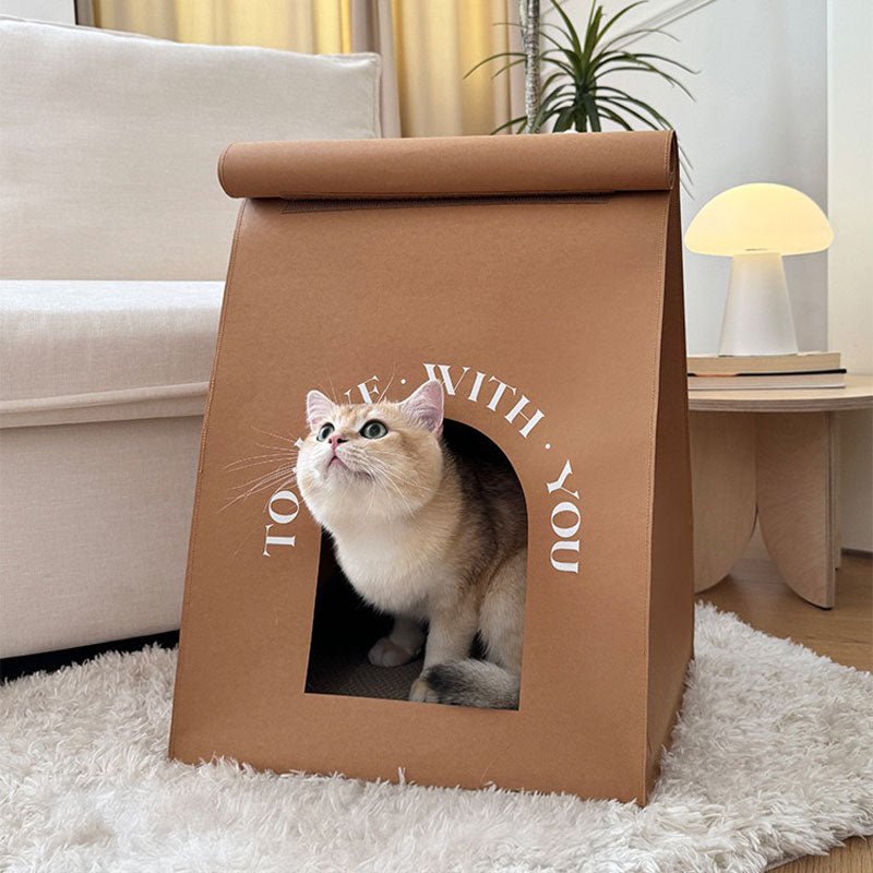 Toocat Kraft Paper Bag Cat Nest (2 Colours) - CreatureLand