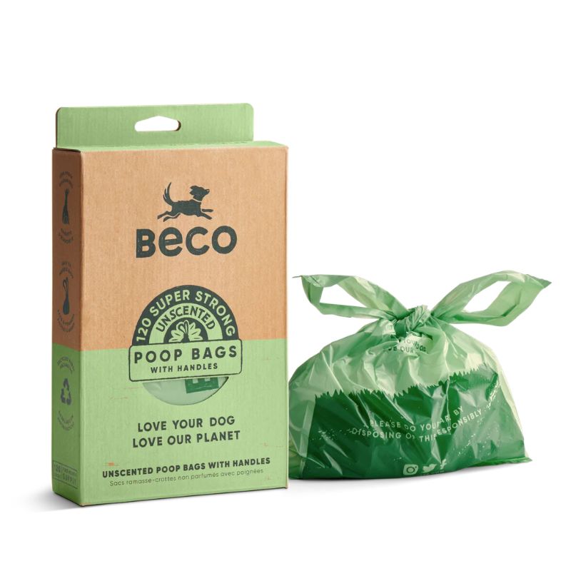 Beco Poop Bags With Handles – Leak-Proof, 100% Recycled Plastic (Unscented)