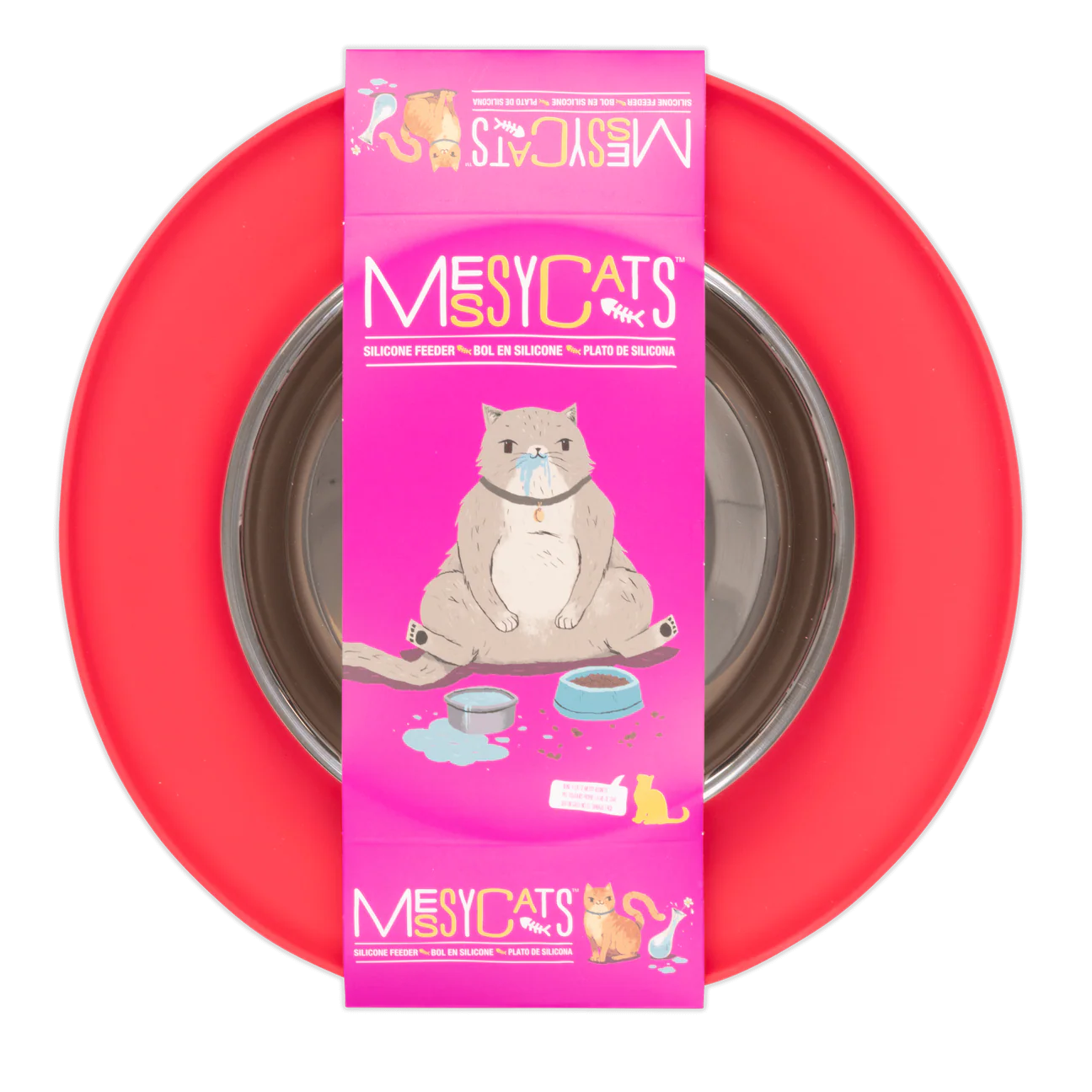 Single Silicone Cat Feeder with Stainless Steel Bowl