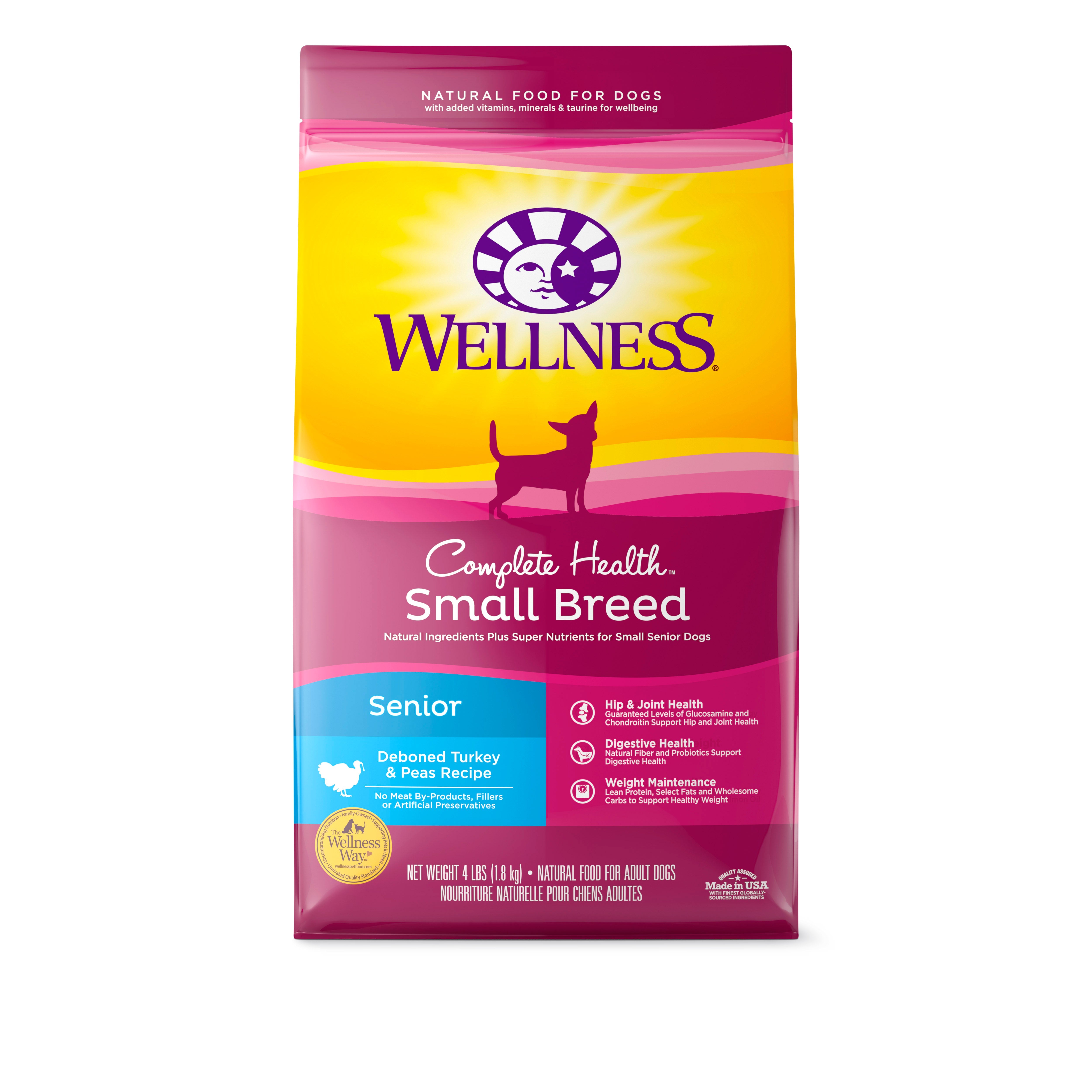 Wellness Complete Health Small Breed Turkey & Peas Senior Dry Dog Food (4lb) - CreatureLand