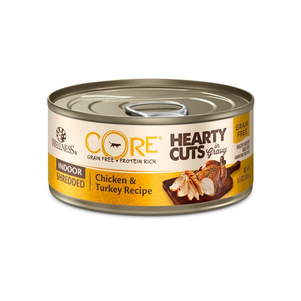 Wellness CORE® Hearty Cuts Wet Cat Food | Indoor Chicken & Turkey (5.5 oz) - CreatureLand
