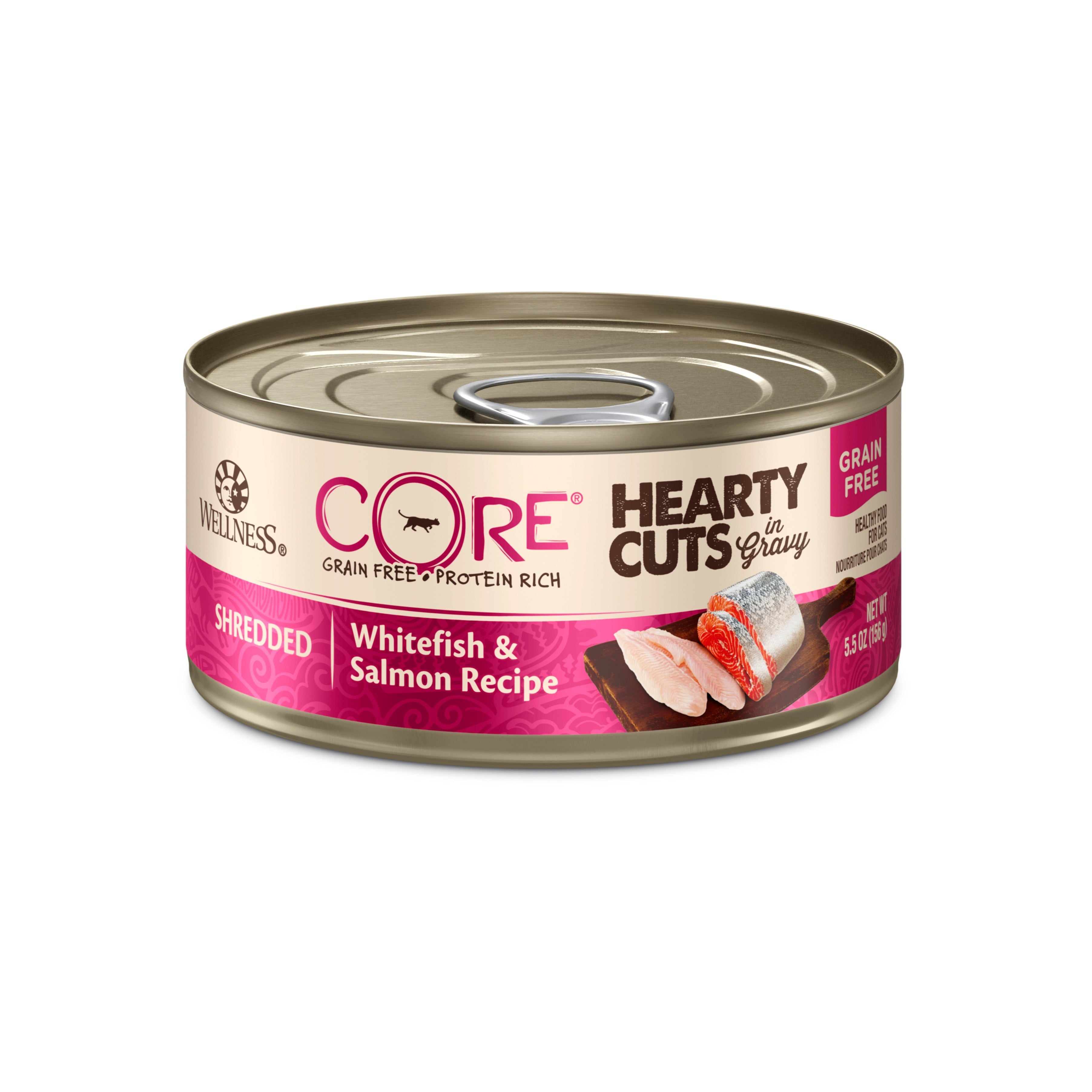 Wellness CORE® Hearty Cuts Wet Cat Food | Whitefish & Salmon (5.5 oz) - CreatureLand