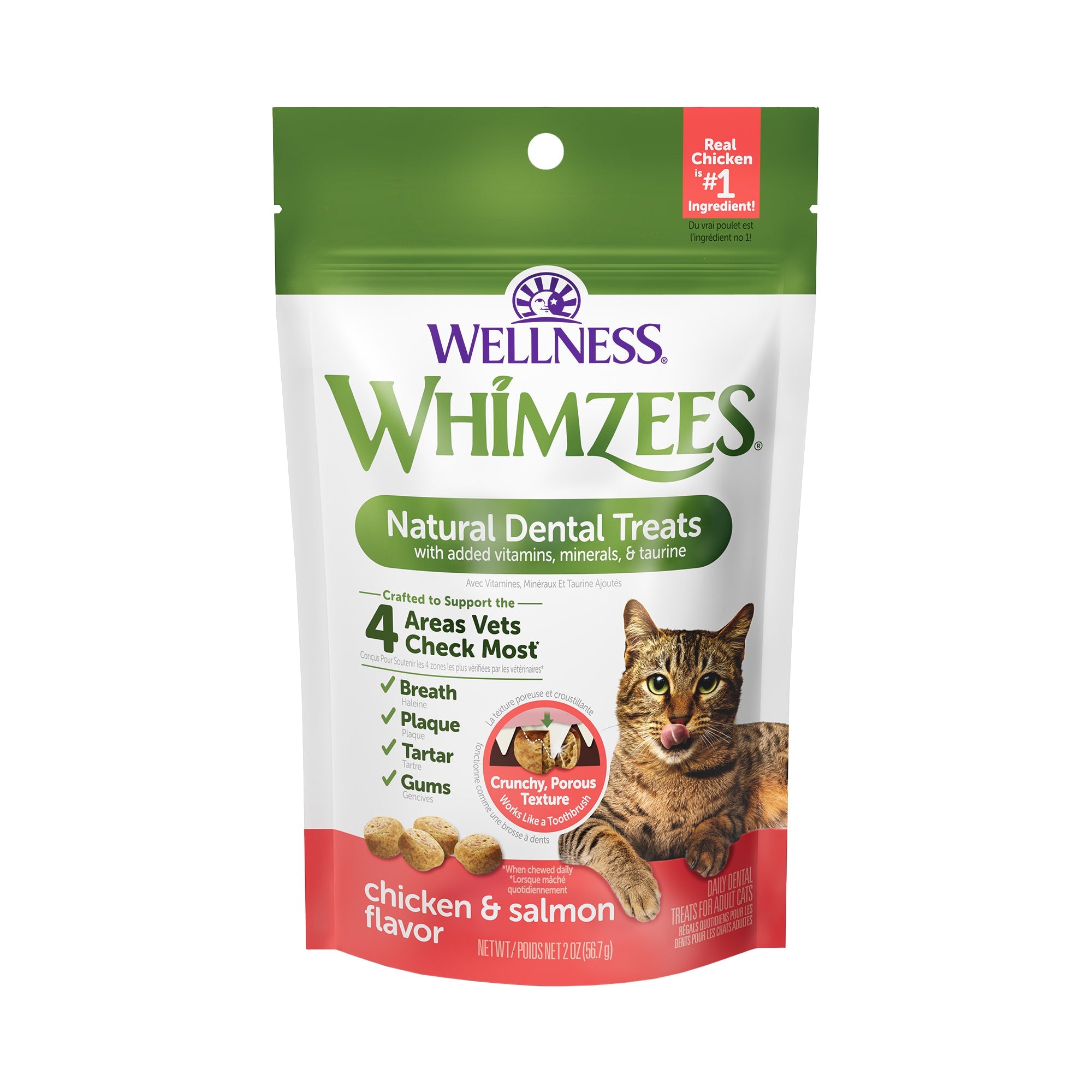 Whimzees Cat Dental Treats | Chicken & Salmon Flavor (2 Sizes) - CreatureLand