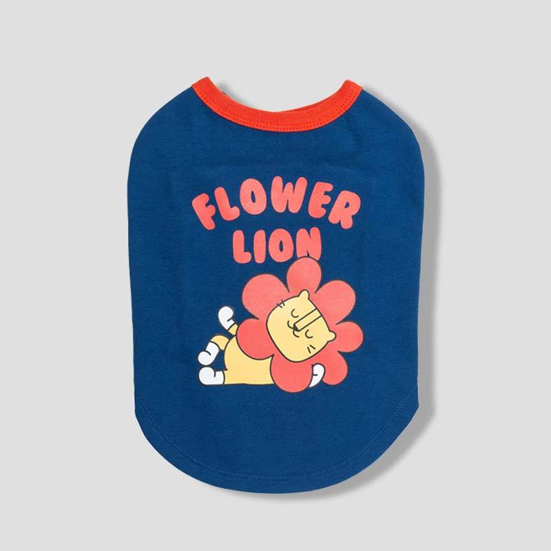 andblank Flower Lion Sleeveless Shirt - Navy - CreatureLand