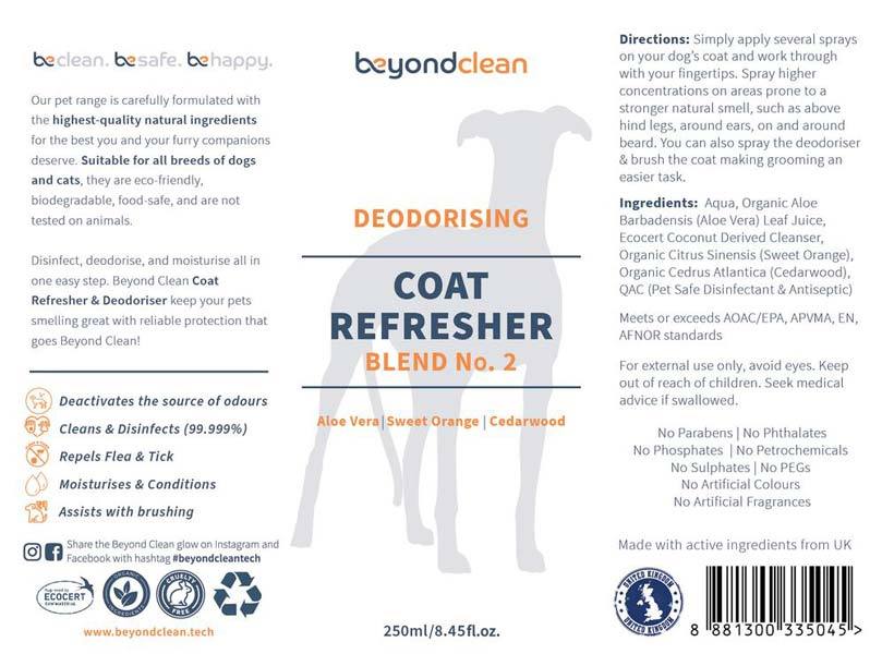 Beyond Clean Coat Refresher & Deodoriser Blend No. 2 - Organic Sweet Orange & Cedarwood (250ml) - CreatureLand