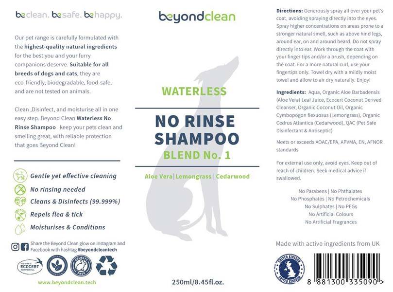 Beyond Clean Waterless No-Rinse Shampoo Blend No. 1 - Organic Lemongrass & Cedarwood (Spray/Foam) - CreatureLand