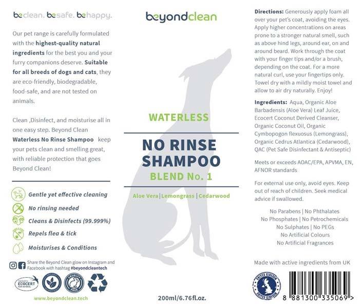 Beyond Clean Waterless No-Rinse Shampoo Blend No. 1 - Organic Lemongrass & Cedarwood (Spray/Foam) - CreatureLand