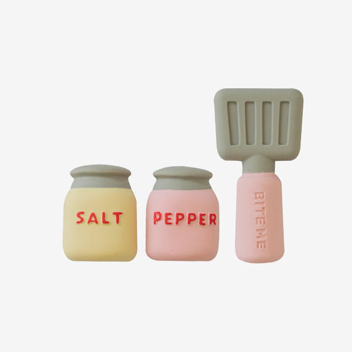 Bite Me Spatula Salt & Pepper Latex Dog Toy Set CreatureLand.