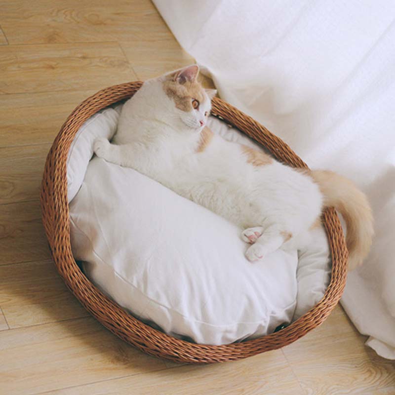 CatsCity Rattan Nest Pet Bed - CreatureLand
