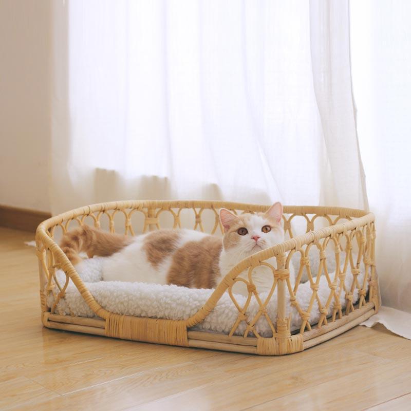 CatsCity Rattan Weave Pet Bed - CreatureLand