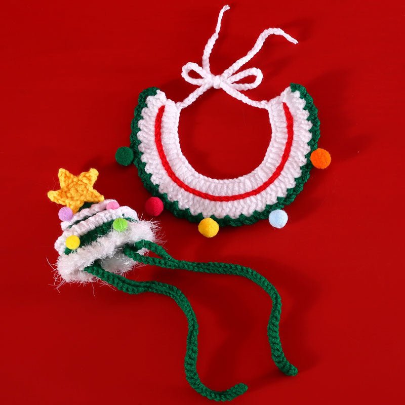 CreatureLand Knitted Christmas Hat & Bib Set - CreatureLand