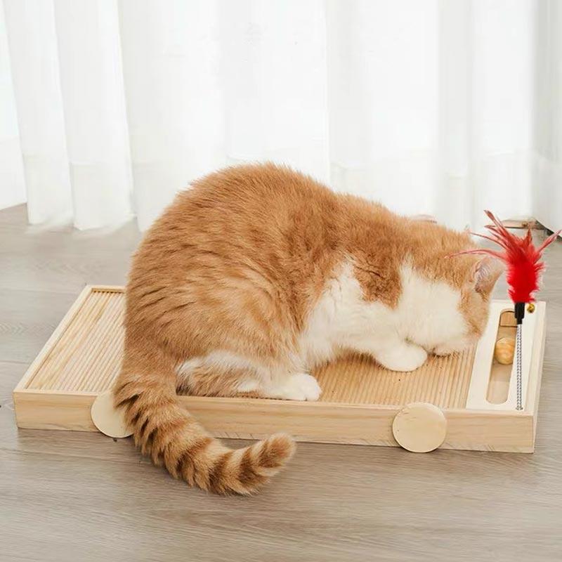 CreatureLand Wooden Cart Cat Scratcher - CreatureLand