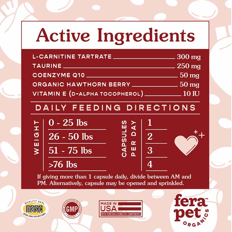 Fera Pet Organics Cardiac Support for Dogs and Cats - 60 caps - CreatureLand