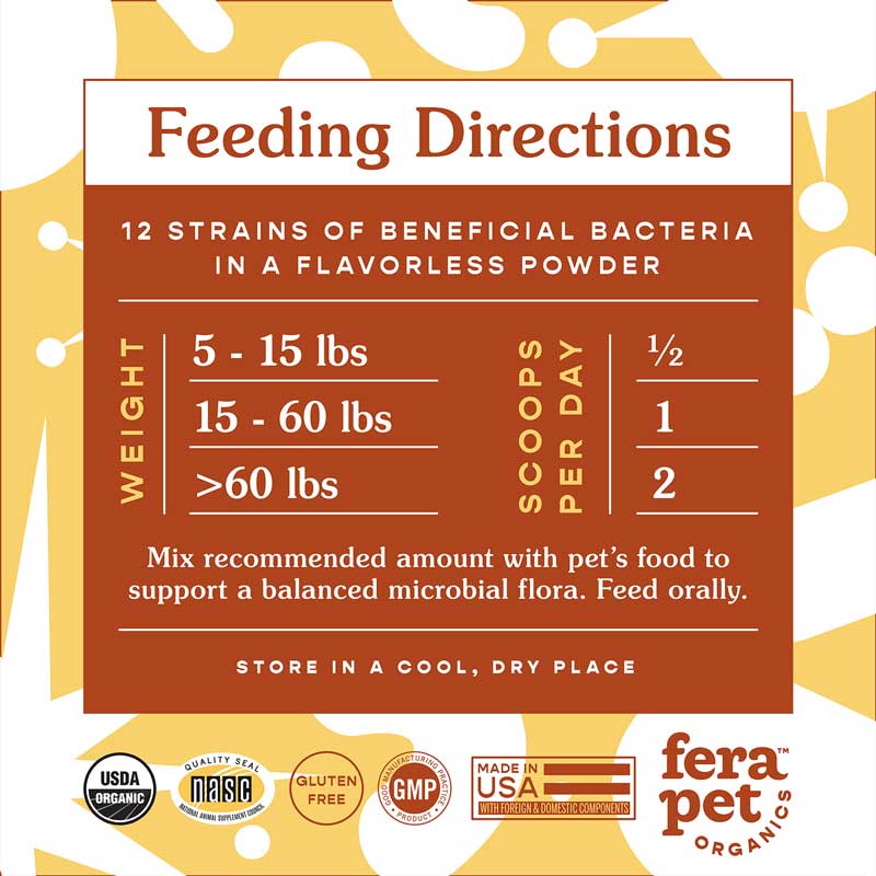 Fera Pet Organics USDA Organic Probiotics with Prebiotics For Dogs and Cats - 72g - CreatureLand