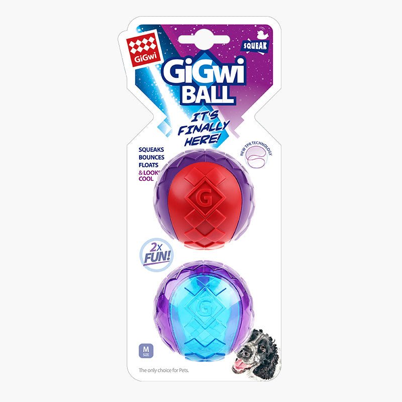Gigwi Pet Ball Dog Toy - Medium | Pack of 2 Assorted Colours - CreatureLand