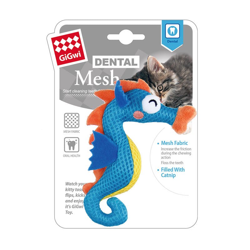 Gigwi Pet Dental Mesh Catnip Cat Toy - Seahorse - CreatureLand