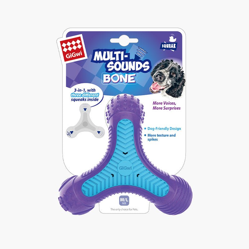 Gigwi Pet Multi-Sounds Bone Dog Toy - CreatureLand