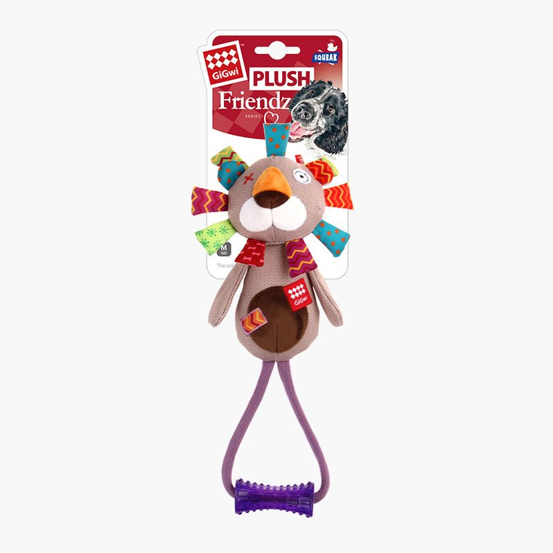 Gigwi Pet Plush Friendz TPR Johnny Stick Dog Toy - Lion - CreatureLand