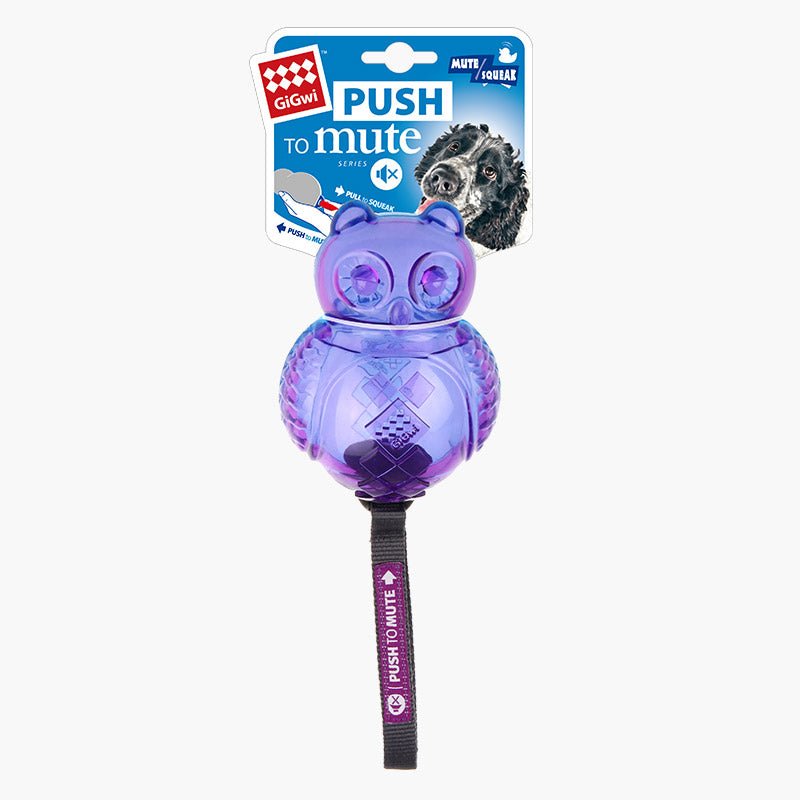 Gigwi Pet Push To Mute Owl Dog Toy - Purple/Blue - CreatureLand