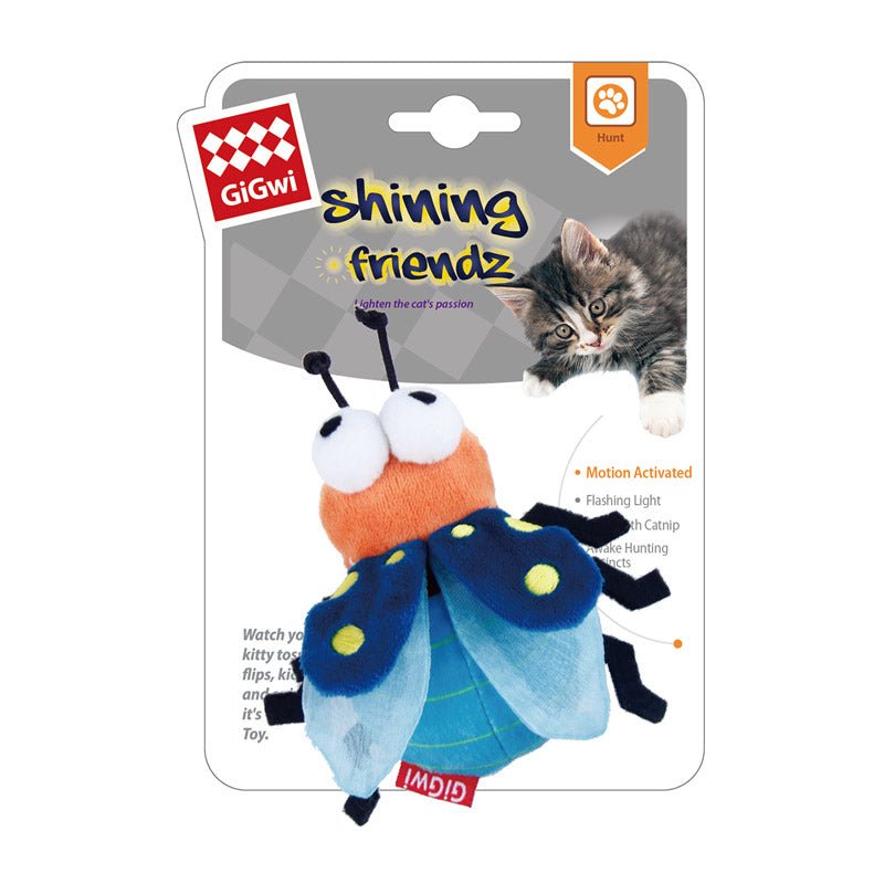 Gigwi Pet Shining Friendz Motion Activated Catnip Plush Cat Toy - Firefly - CreatureLand