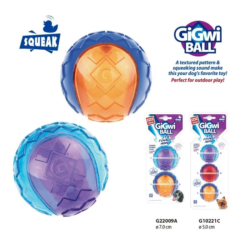 Gigwi Pet TPR Ball Dog Toy (3 Sizes) | Pack of Assorted Colours - CreatureLand