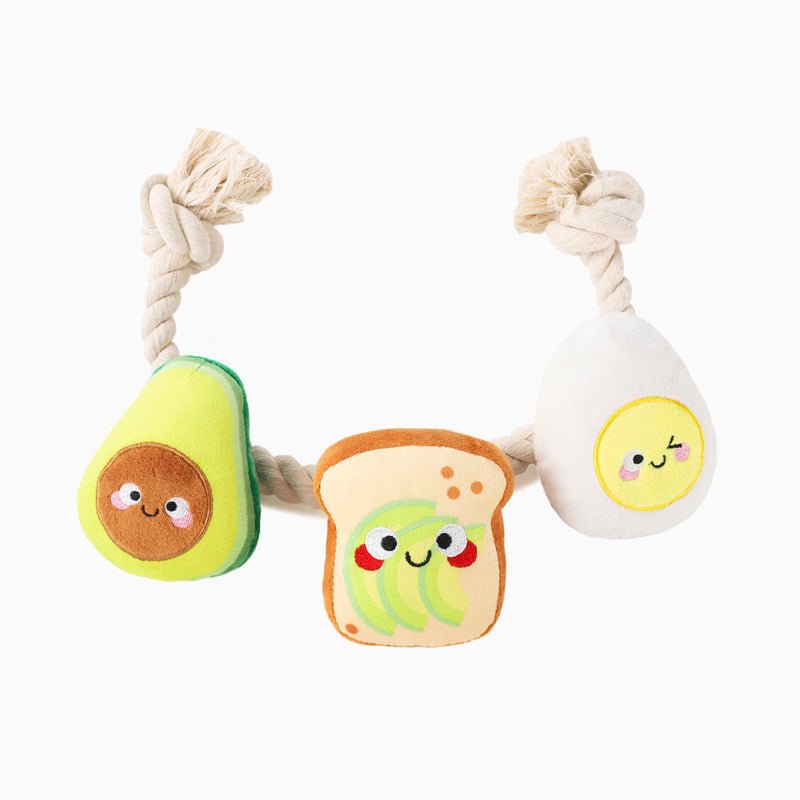 HugSmart Avocado Collection — Toast and Egg Dog Toy - CreatureLand