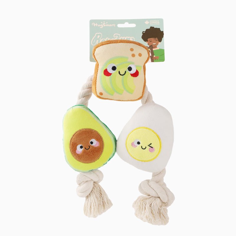 HugSmart Avocado Collection — Toast and Egg Dog Toy - CreatureLand