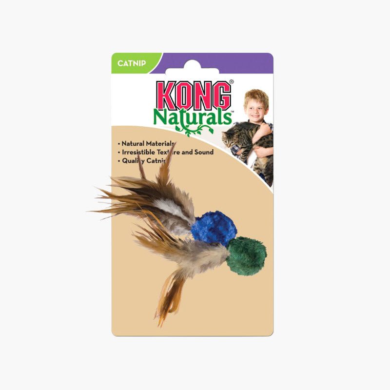 KONG® Crinkle Ball with Feathers Catnip Toy (Assorted Colours) - CreatureLand