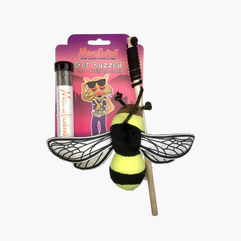 Meowijuana Get Buzzed Bee Refillable Cat Teaser - CreatureLand