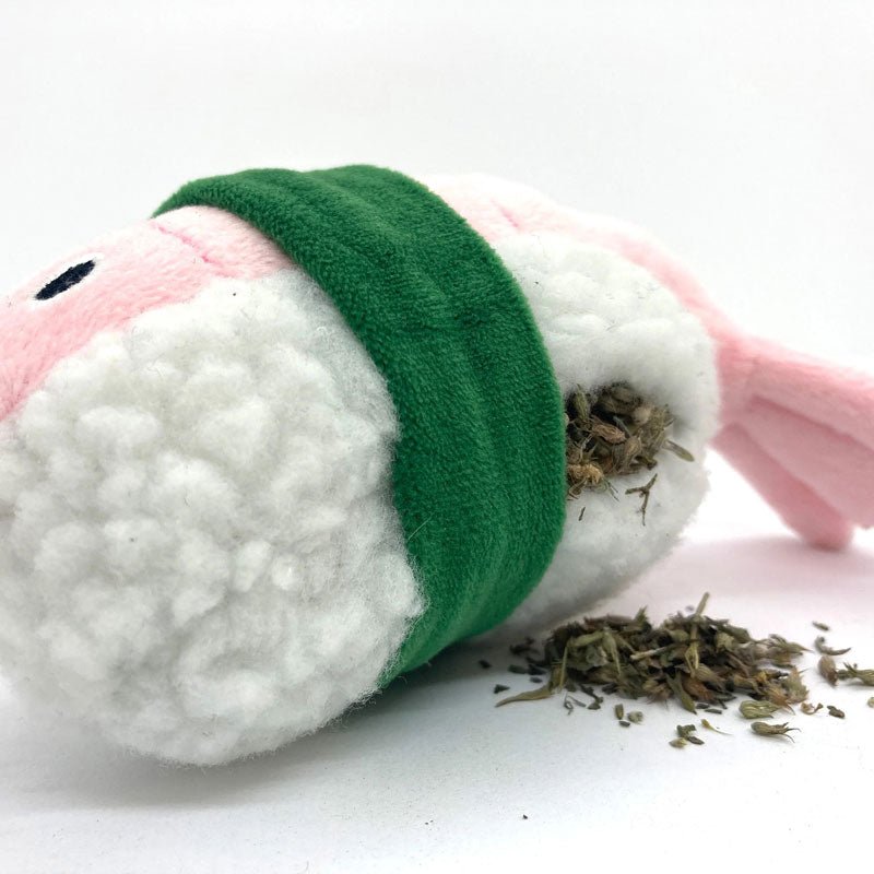 Meowijuana Get Wrapped Refillable Catnip Shrimp Sushi Roll Cat Toy - CreatureLand