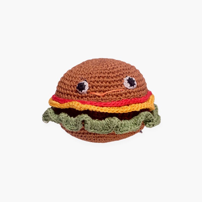Mirage Pet Hamburger Knit Knacks Organic Cotton Dog Toy - CreatureLand