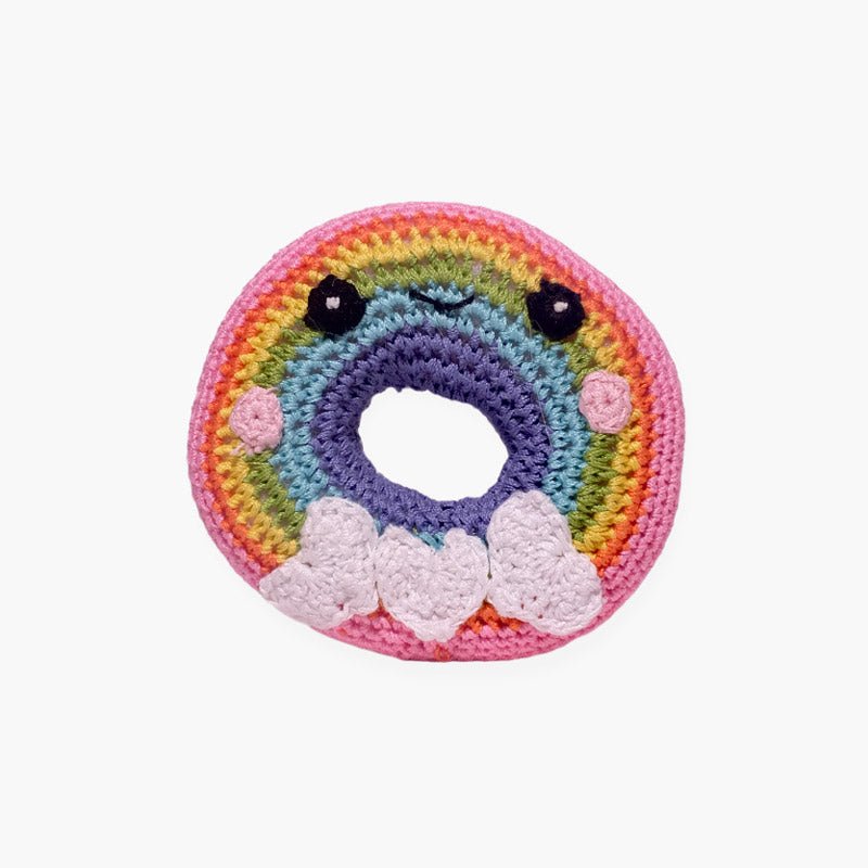 Mirage Pet Rainbow Donut Knit Knacks Organic Cotton Dog Toy - CreatureLand